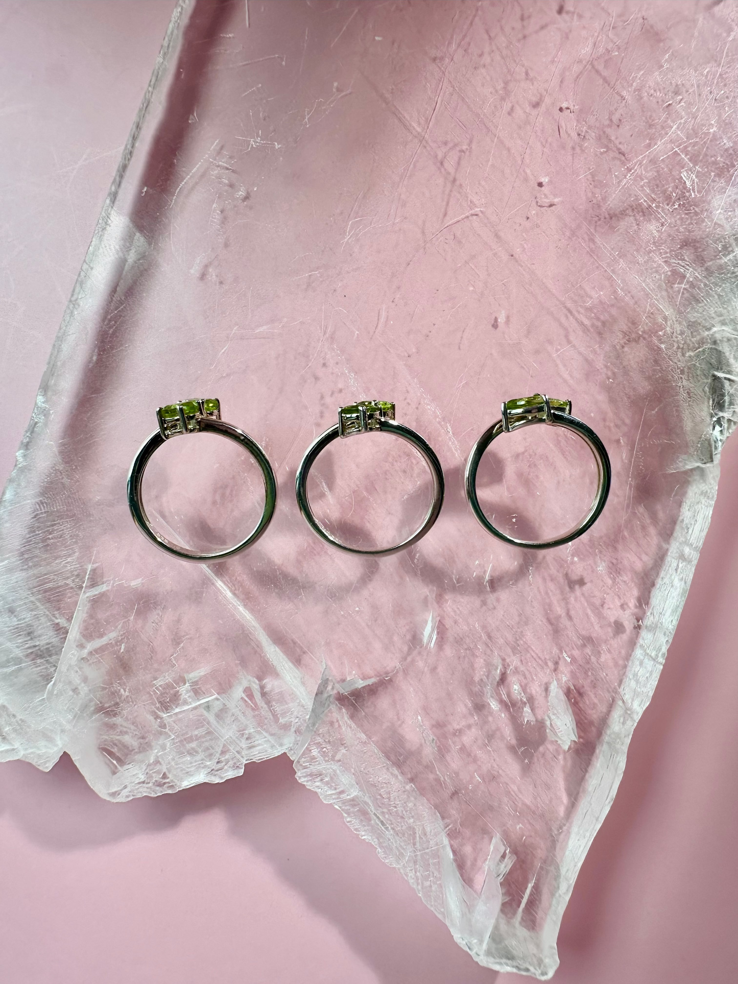 925 Sterling Silver Alma Toi et Moi Two-Stone Adjustable Faceted Peridot Prong Ring