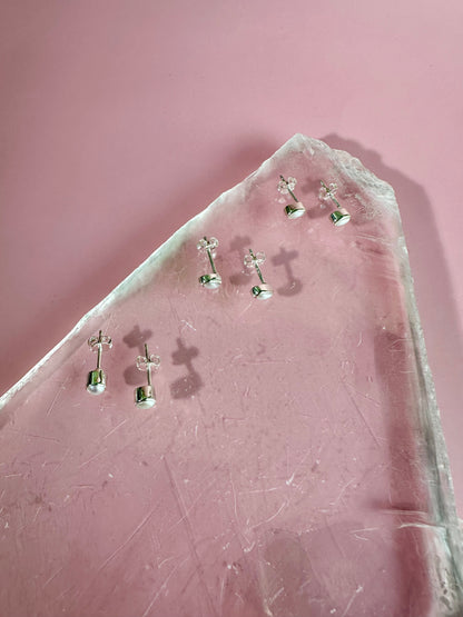 925 Sterling Silver Pearl Bezel Stud Earrings