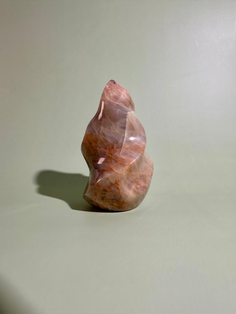 Peach Moonstone Flame – Option E | Collector Crystal, New Beginnings & Inner Peace