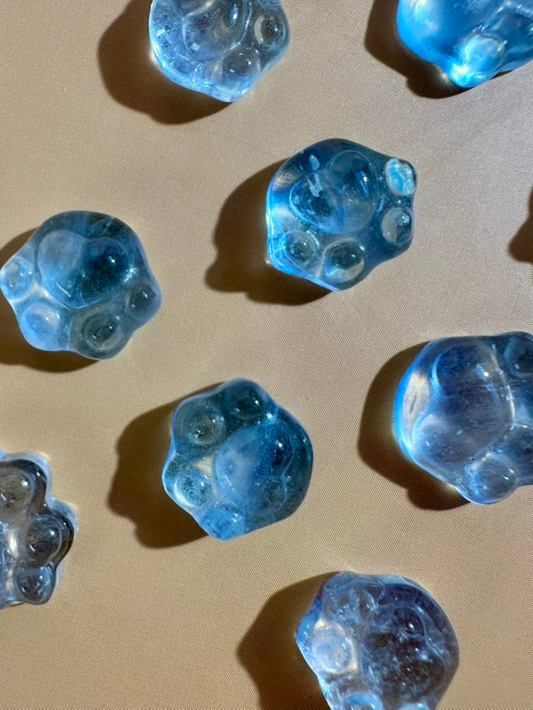 Teeny Aquamarine Paw | Mini Blue Crystal Carving
