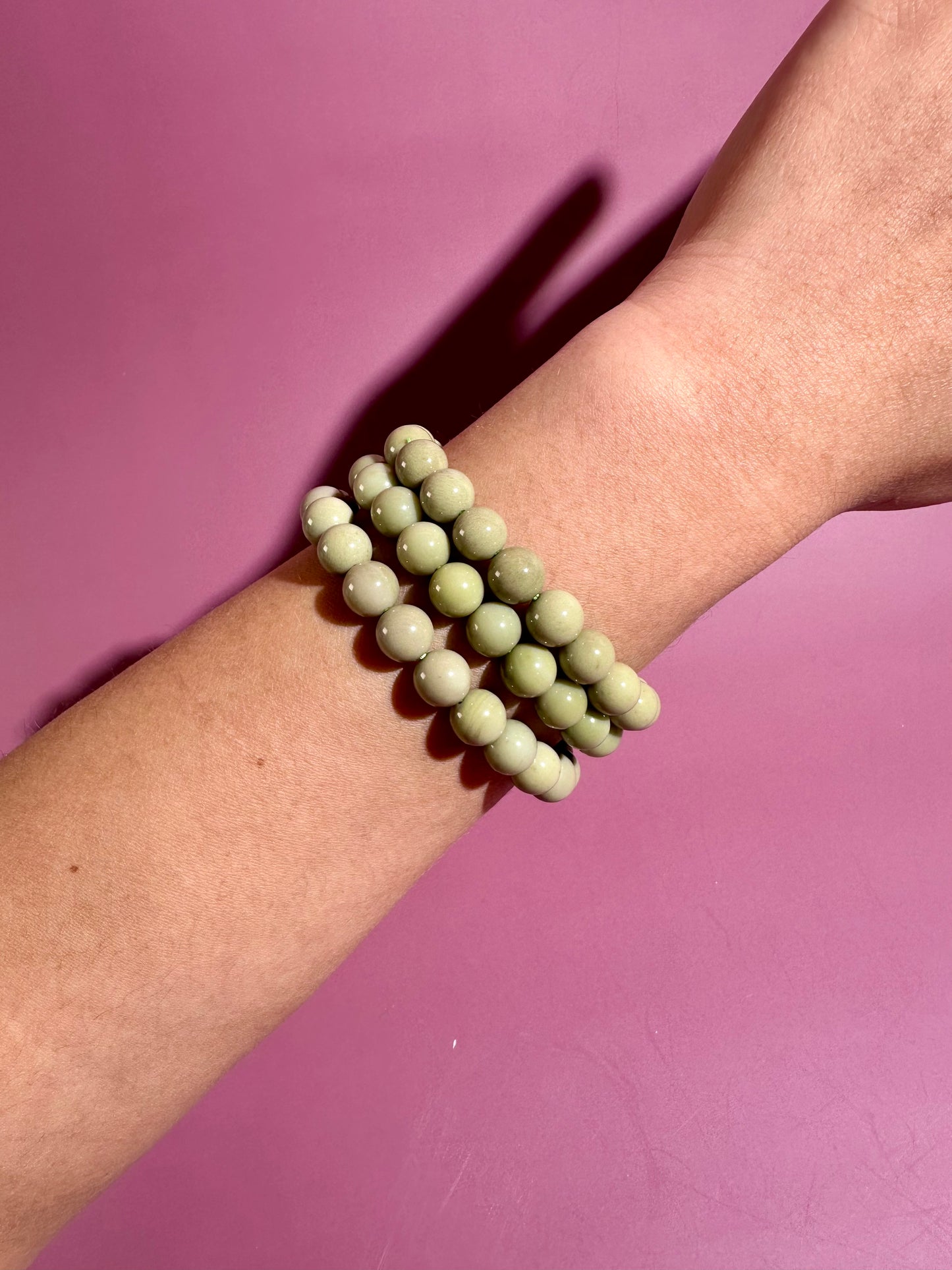 8mm Avocado Alashan Agate Beaded Bracelet | Grounding, Growth & Harmony Energy