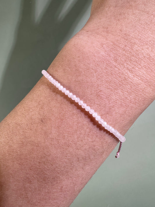 2mm Rose Quartz Adjustable Beaded Bracelet