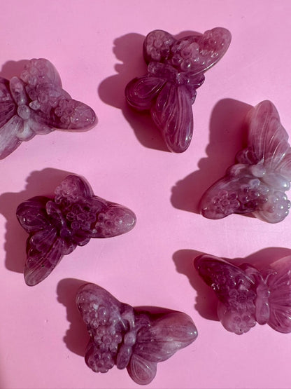 Purple Rose Quartz Butterfly | Crystal Carving