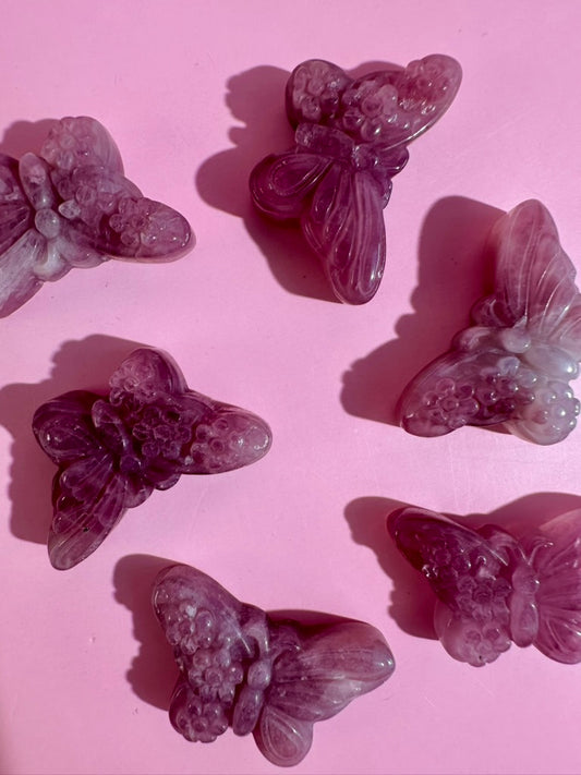 Purple Rose Quartz Butterfly | Crystal Carving
