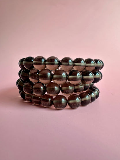 8mm Smoky Quartz Beaded Bracelet