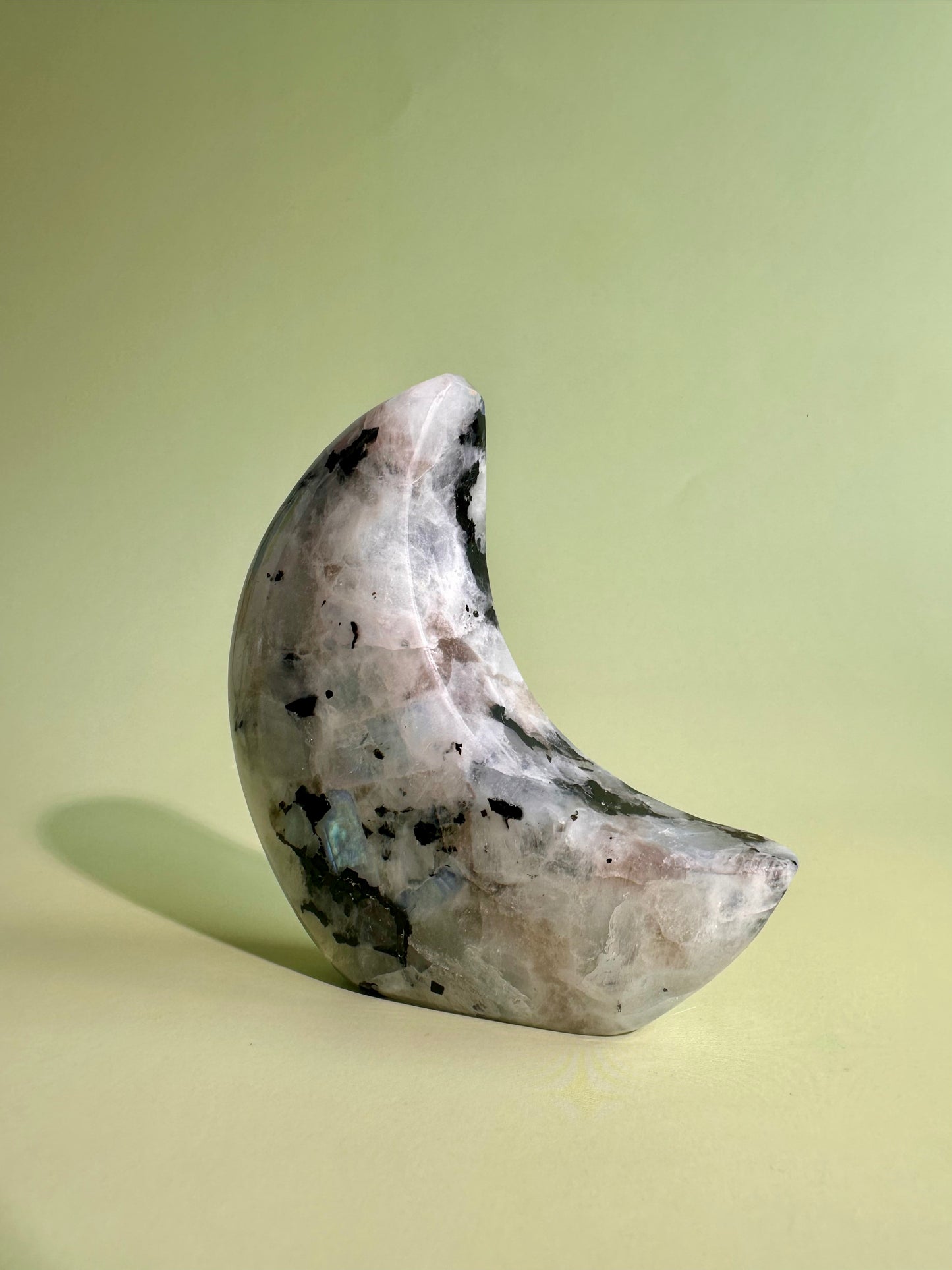 Rainbow Moonstone Standing Moon Carving