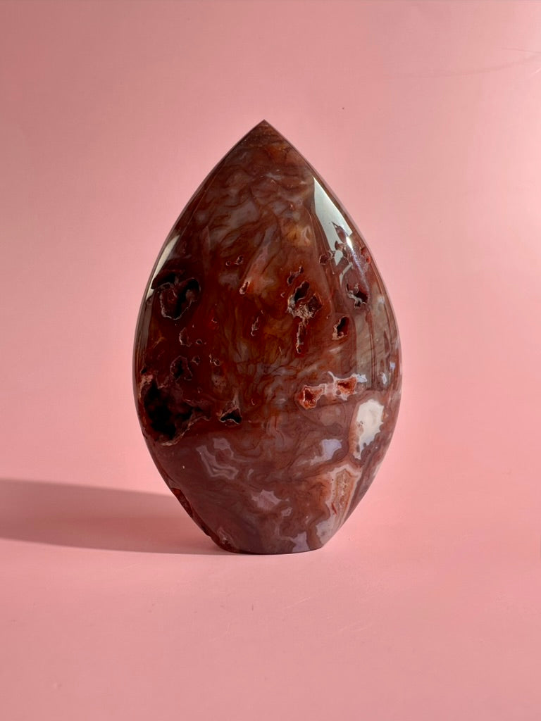Indonesian Red Moss Agate Flame – Option A | Grounding, Courage & Growth Crystal