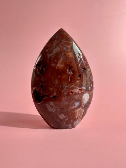 Indonesian Red Moss Agate Flame – Option A | Grounding, Courage & Growth Crystal