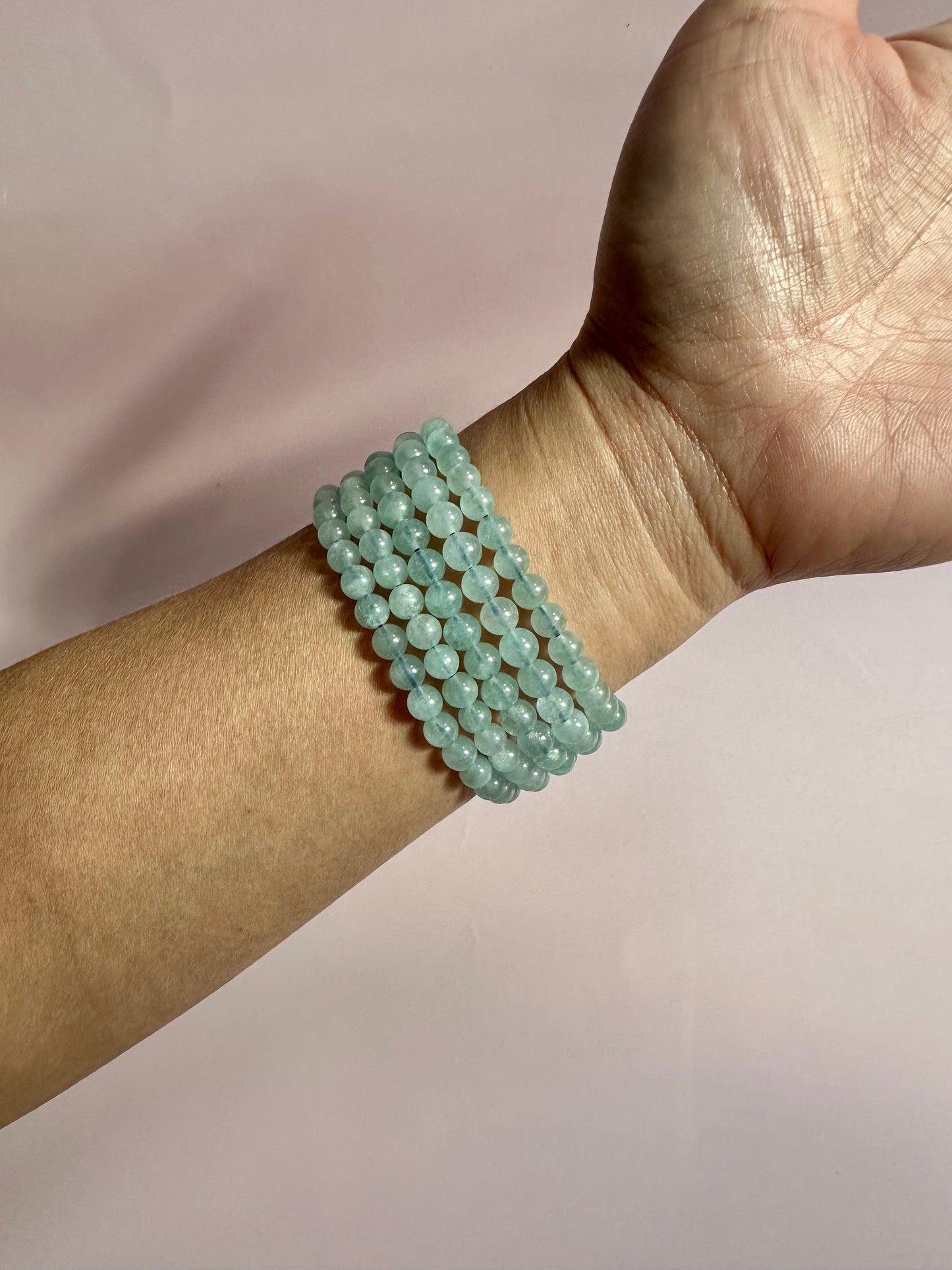 6mm Aquamarine Beaded Bracelet
