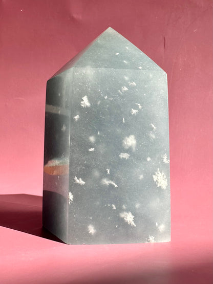 Large Peruvian Snowflake Angelite Tower - B