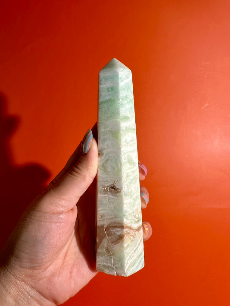 Caribbean Calcite Tower – Option E | Collector Statement Crystal, Dreamwork & Tranquility