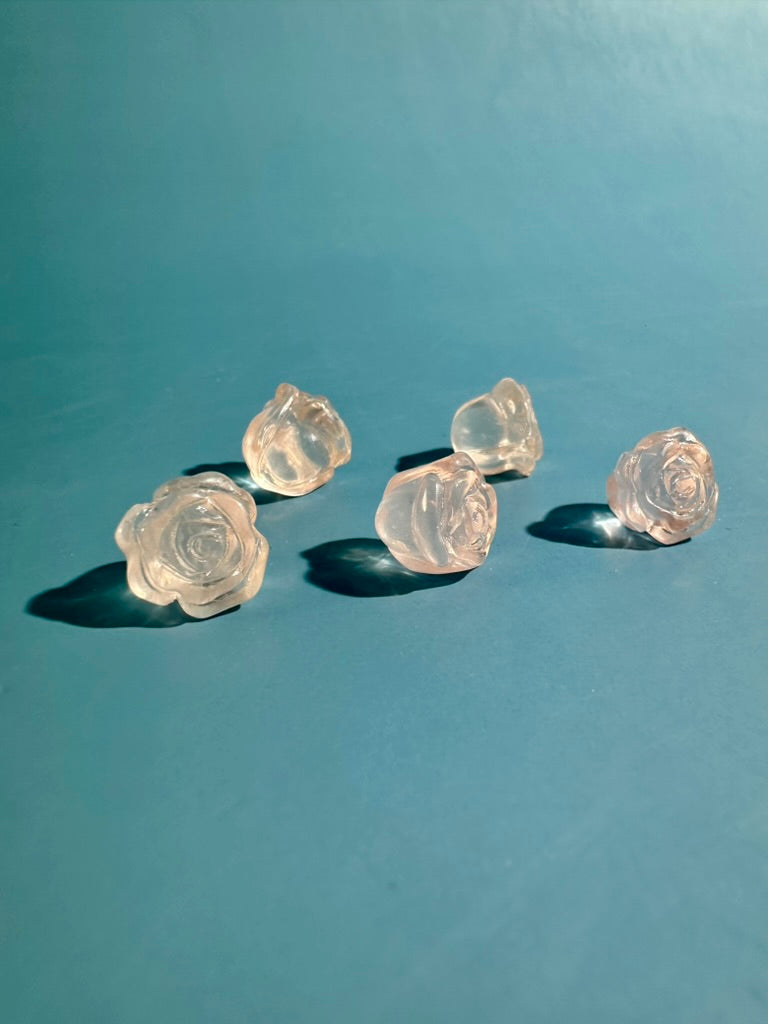 Mini Rose Quartz Rose Bud | Pink Crystal Flower