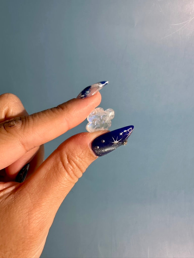 Mini Moonstone Smiley Cloud | Cute Crystal Carving