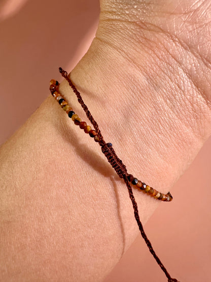 2mm Tiger’s Eye Adjustable Beaded Bracelet