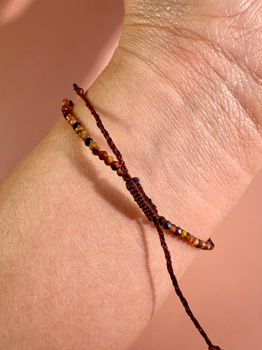 2mm Tiger’s Eye Adjustable Beaded Bracelet