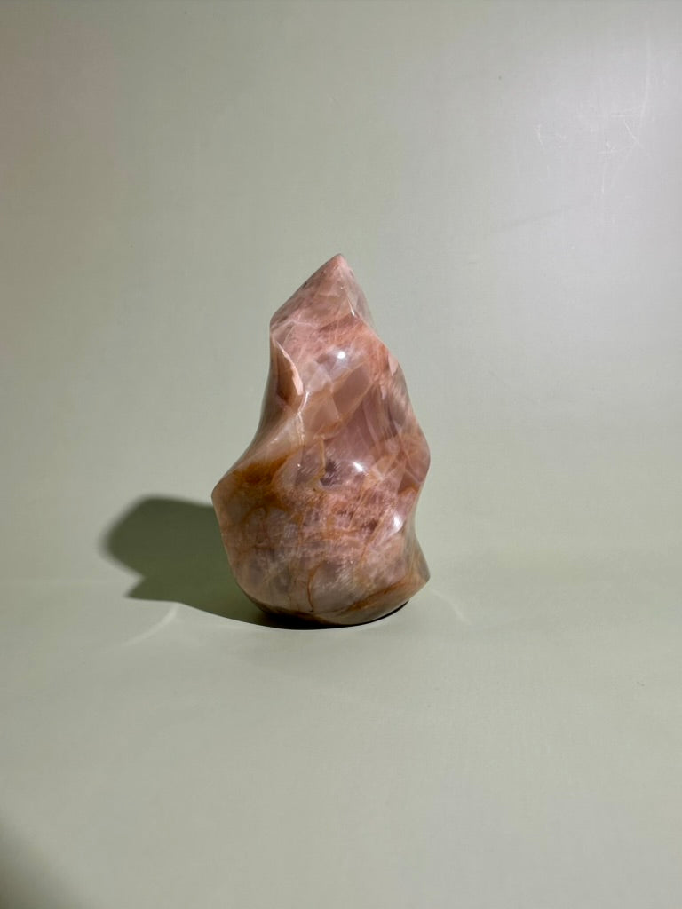Peach Moonstone Flame – Option E | Collector Crystal, New Beginnings & Inner Peace