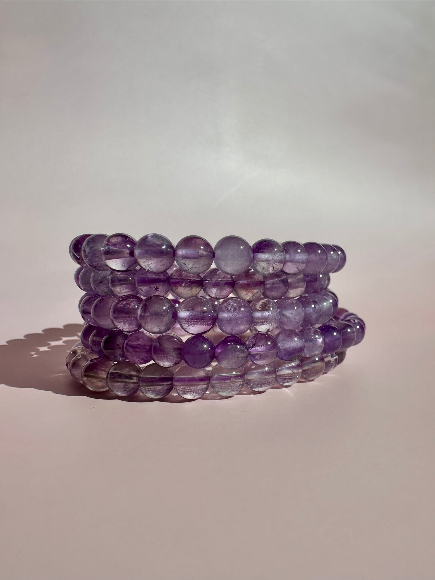 6mm Amethyst Beaded Bracelet