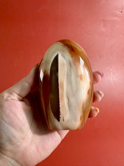 Carnelian Orca Agate Standing Freeform – Option E | Joy, Abundance & Natural Druzy Collector Crystal