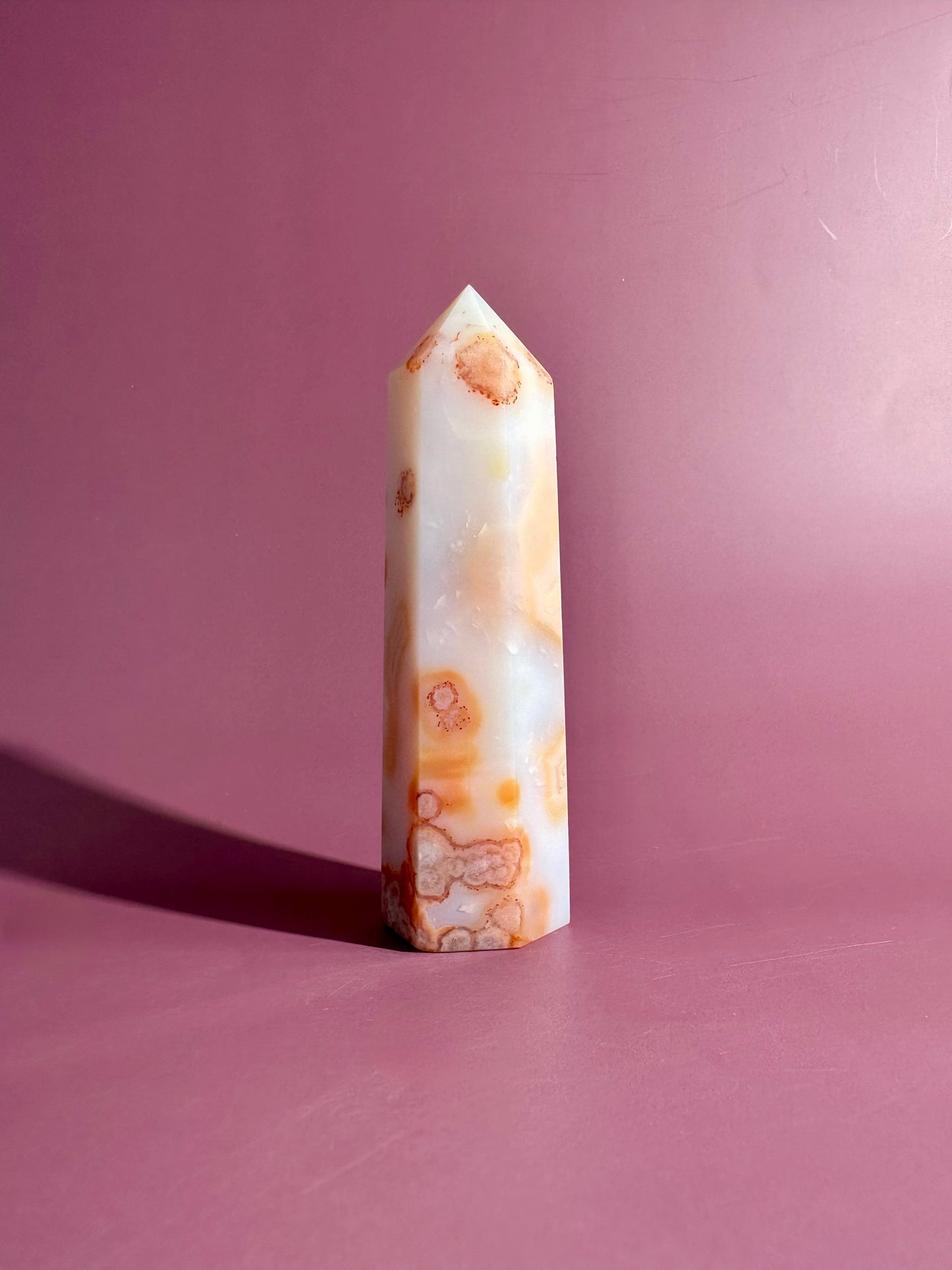 Carnelian Flower Agate Tower Option G | Joy, Confidence & Personal Growth Crystal