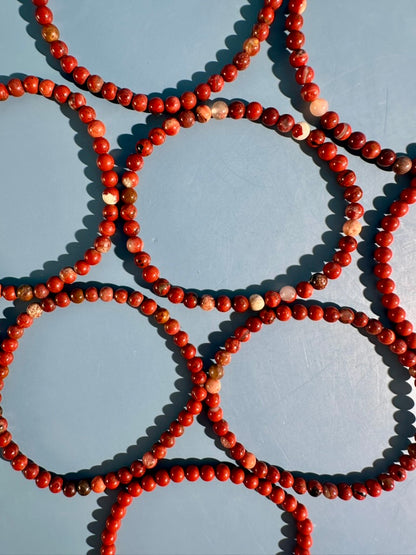 4mm Red Jasper Beaded Bracelet – Grounding Crystal