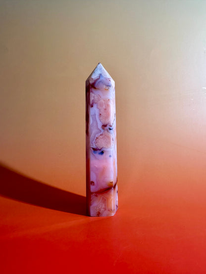 Carnelian Flower Agate Tower Option J | Confidence, Growth & Motivation Crystal