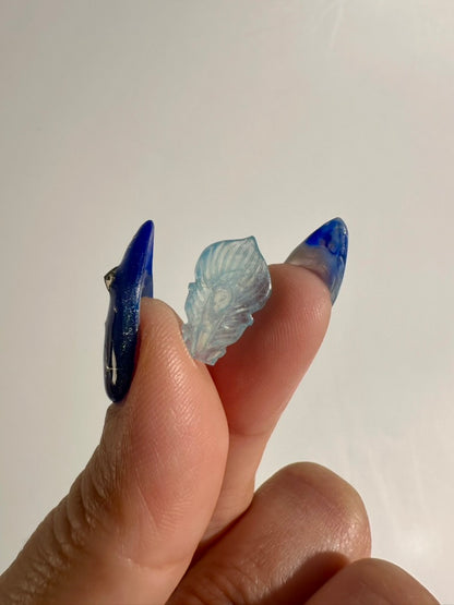 Mini Aquamarine Feather | Blue Crystal Carving