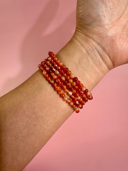 4mm Banded Carnelian Beaded Bracelet