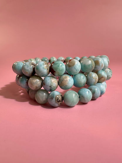 8mm Larimar Beaded Bracelet