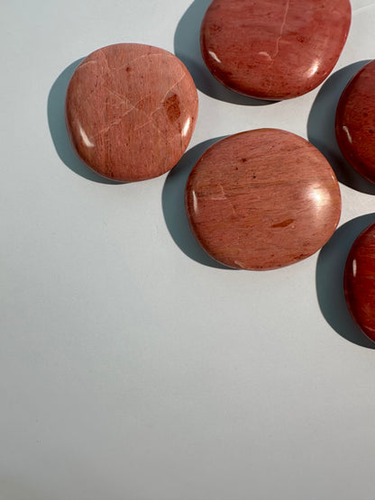 Pink Petrified Wood Round Flat Palm