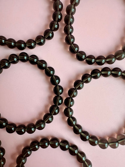 8mm Smoky Quartz Beaded Bracelet
