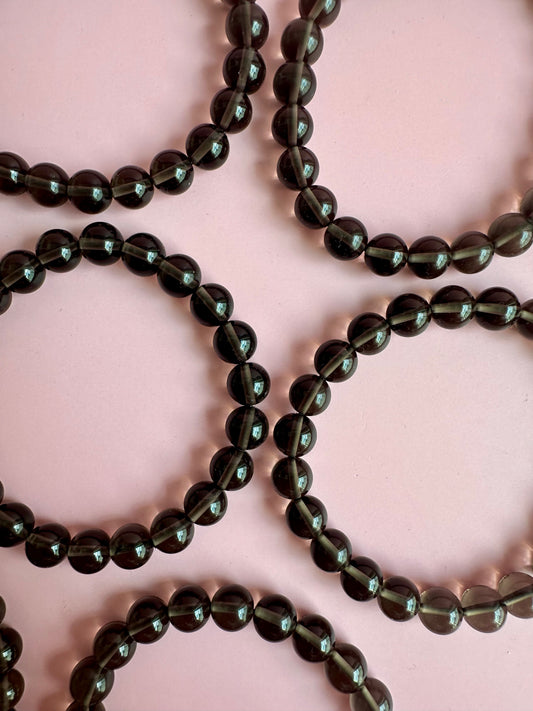 8mm Smoky Quartz Beaded Bracelet