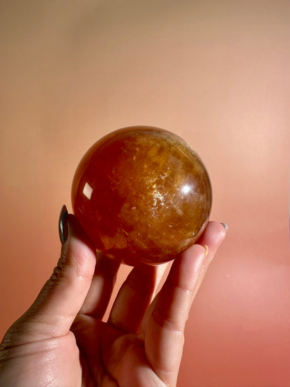Honey Calcite Sphere – Option C | Collector Crystal, Empowerment & Positive Energy