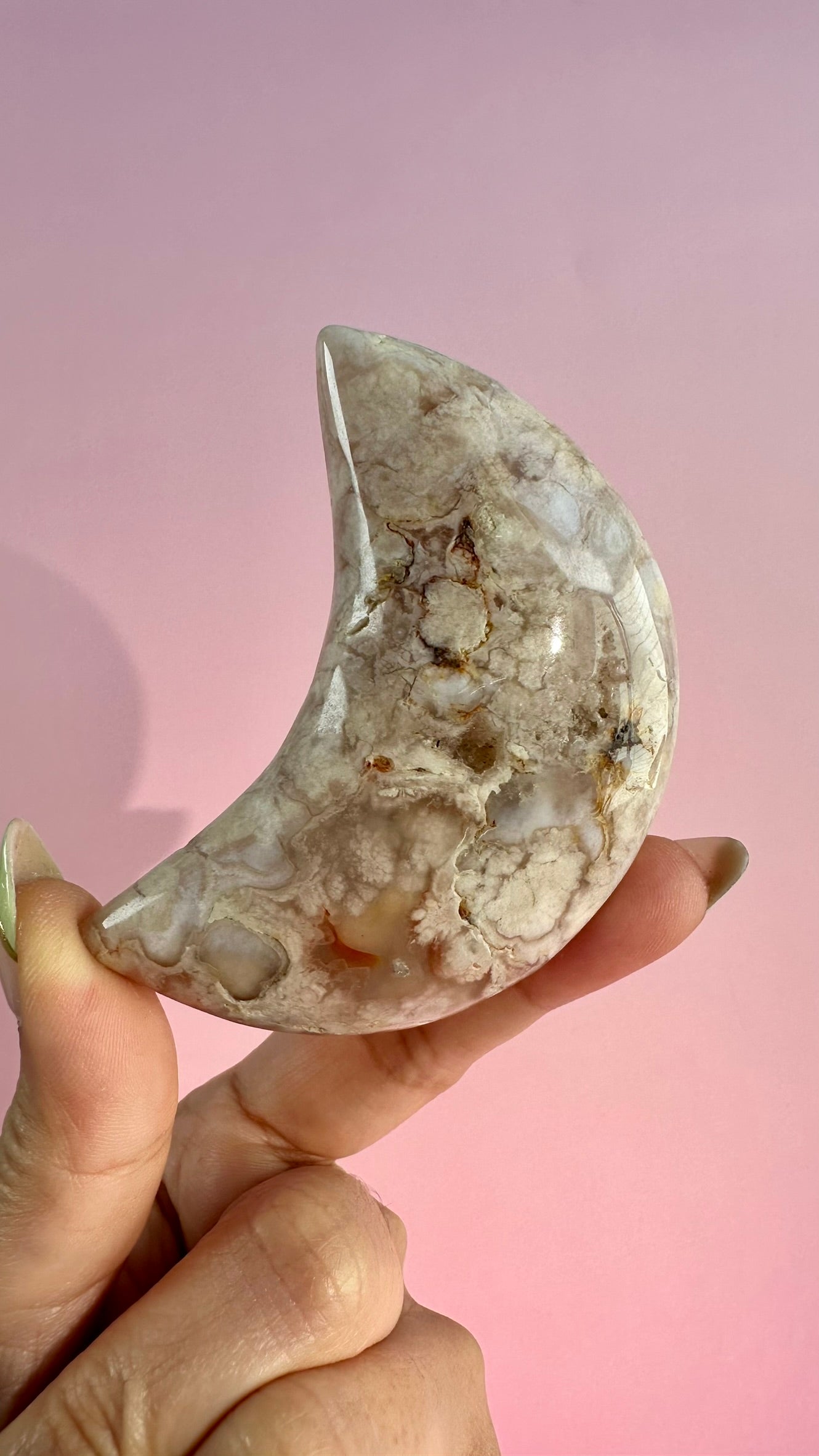 Flower Agate Crescent Moon – Option H