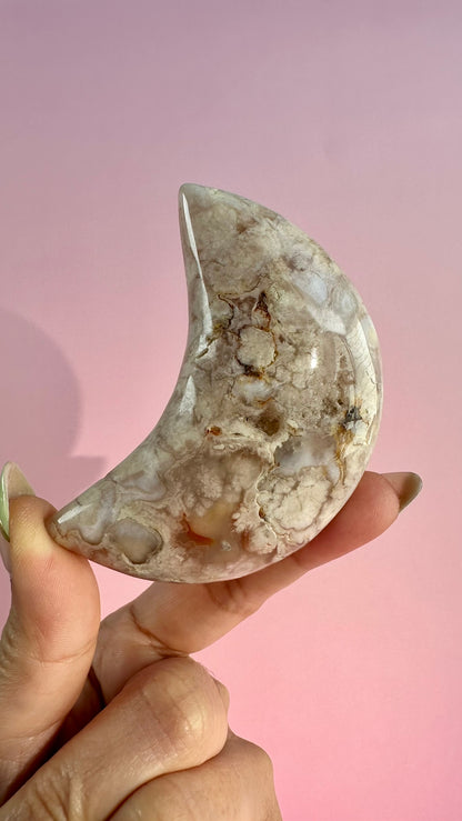 Flower Agate Crescent Moon – Option H