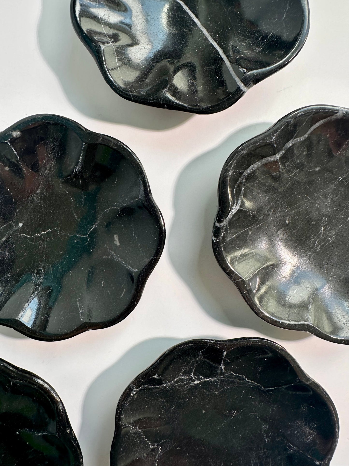 Small Black Marble Scalloped Dish