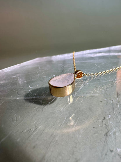 925 Sterling Silver 18K Yellow Gold Vermeil Faceted Rainbow Moonstone Pear Bezel Necklace