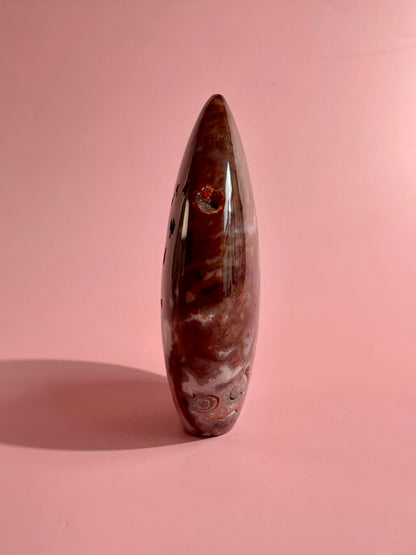 Indonesian Red Moss Agate Flame – Option A | Grounding, Courage & Growth Crystal