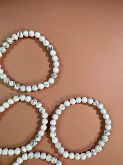 6mm Howlite Beaded Bracelet