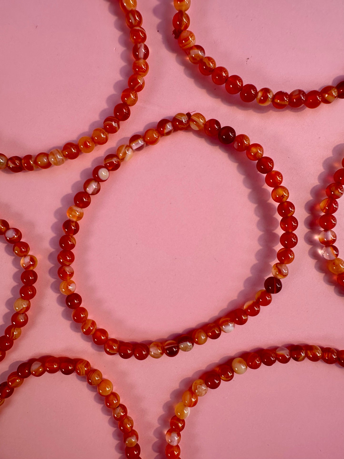 4mm Banded Carnelian Beaded Bracelet