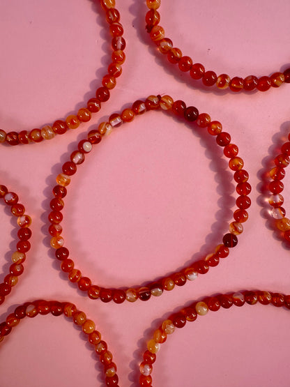 4mm Banded Carnelian Beaded Bracelet