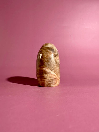 Peach Moonstone Standing Freeform – Option B | Intuition, Calm & Emotional Healing Crystal
