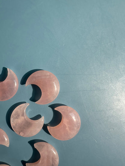 Small Rose Quartz Crescent Moon | Pink Crystal Carving