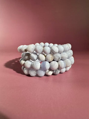 8mm Blue Lace Agate Beaded Bracelet