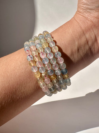 6mm Multi Beryl (Morganite) Beaded Bracelet