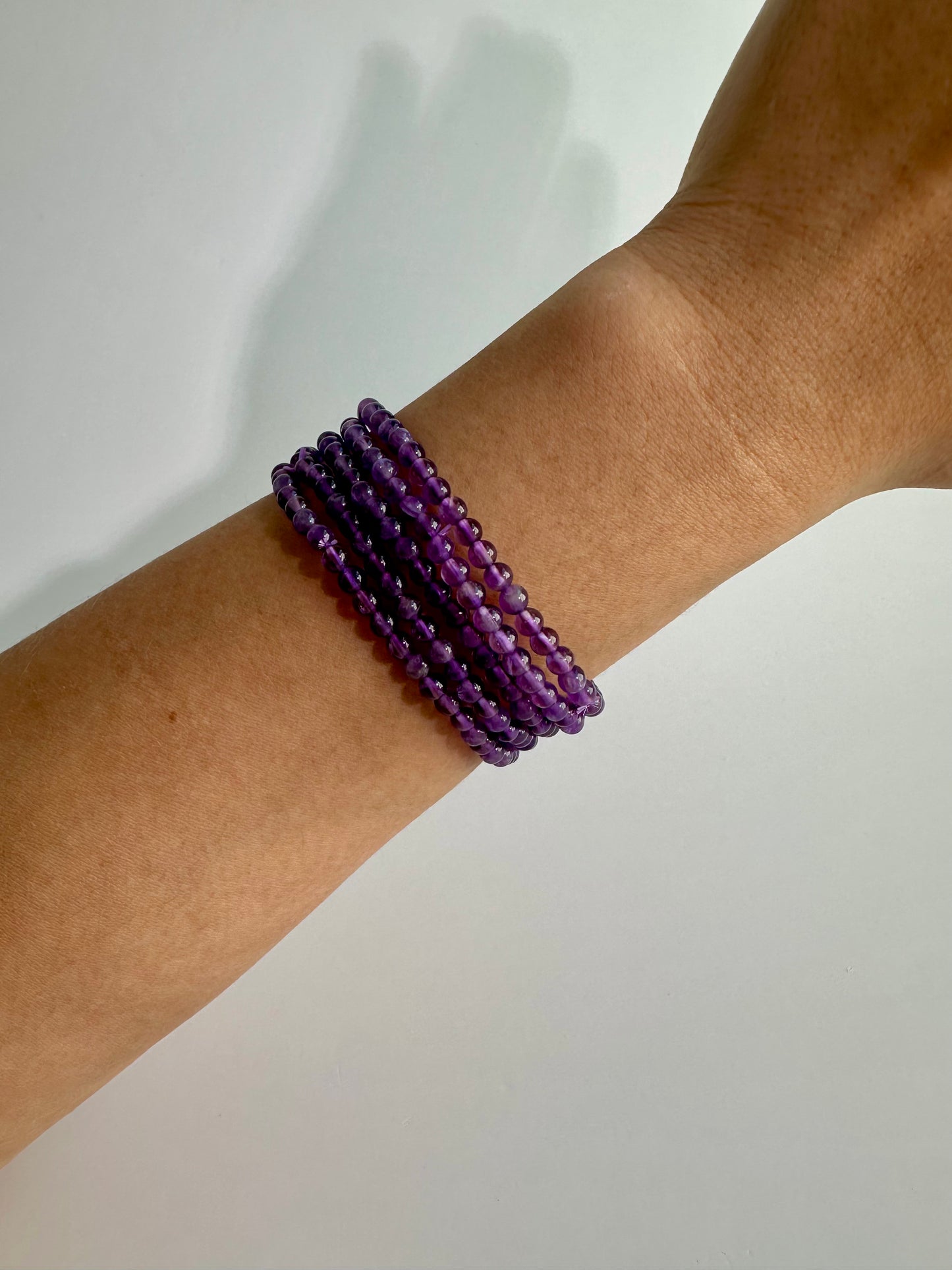 4mm Amethyst Beaded Bracelet