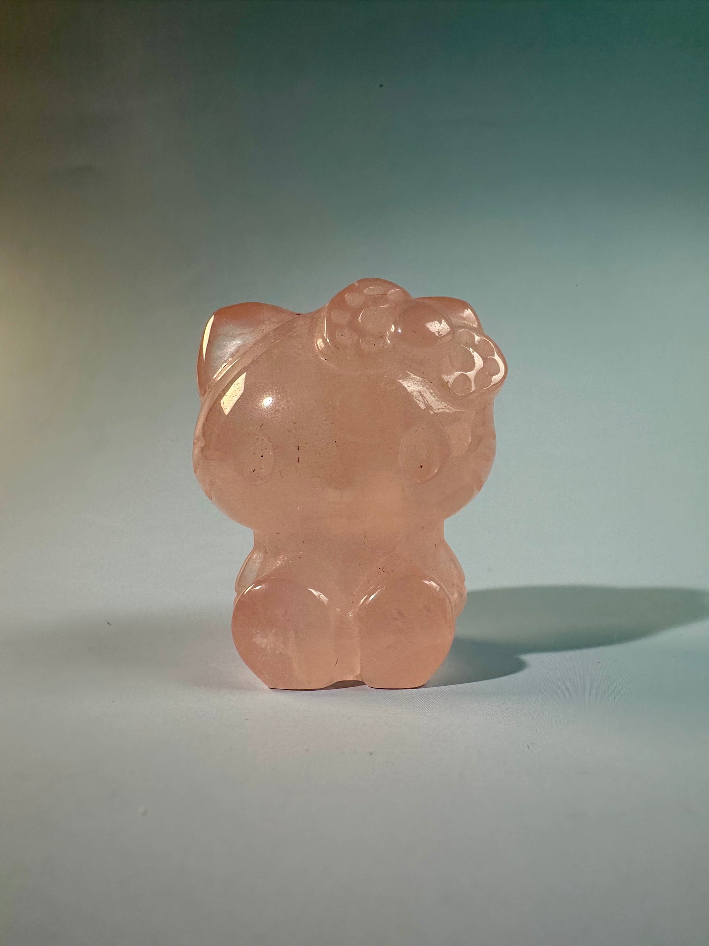 Rose Quartz Kawaii Hey Kitty Cat Quartz Carving