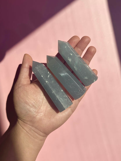 Small Peruvian Snowflake Angelite Tower