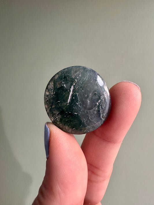 Moss Agate Mini Flat Palm