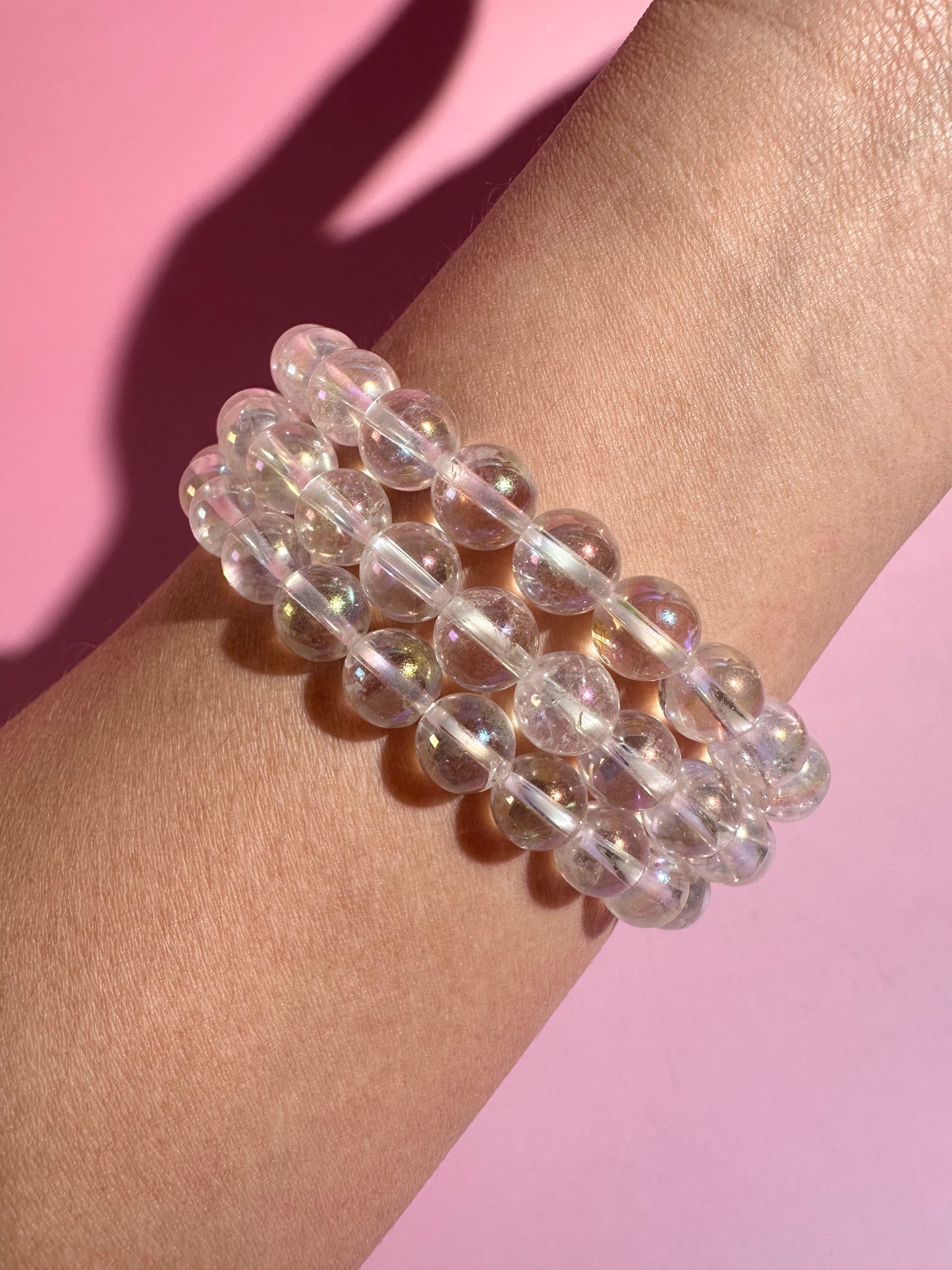 8mm Aura Quartz Beaded Bracelet | Joy, Light & Positive Energy