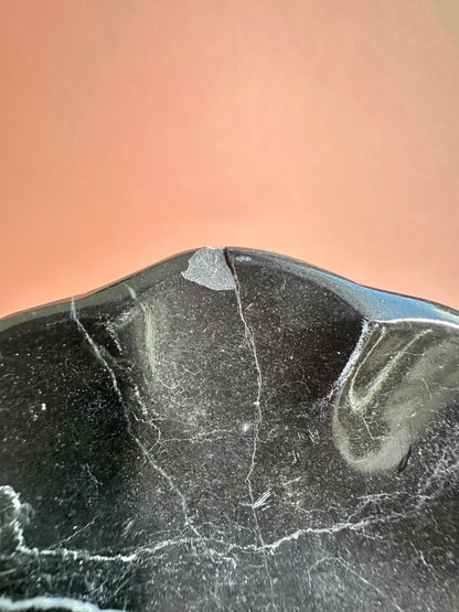 Perfectly Imperfect Small Black Marble Scalloped Dish Misfit